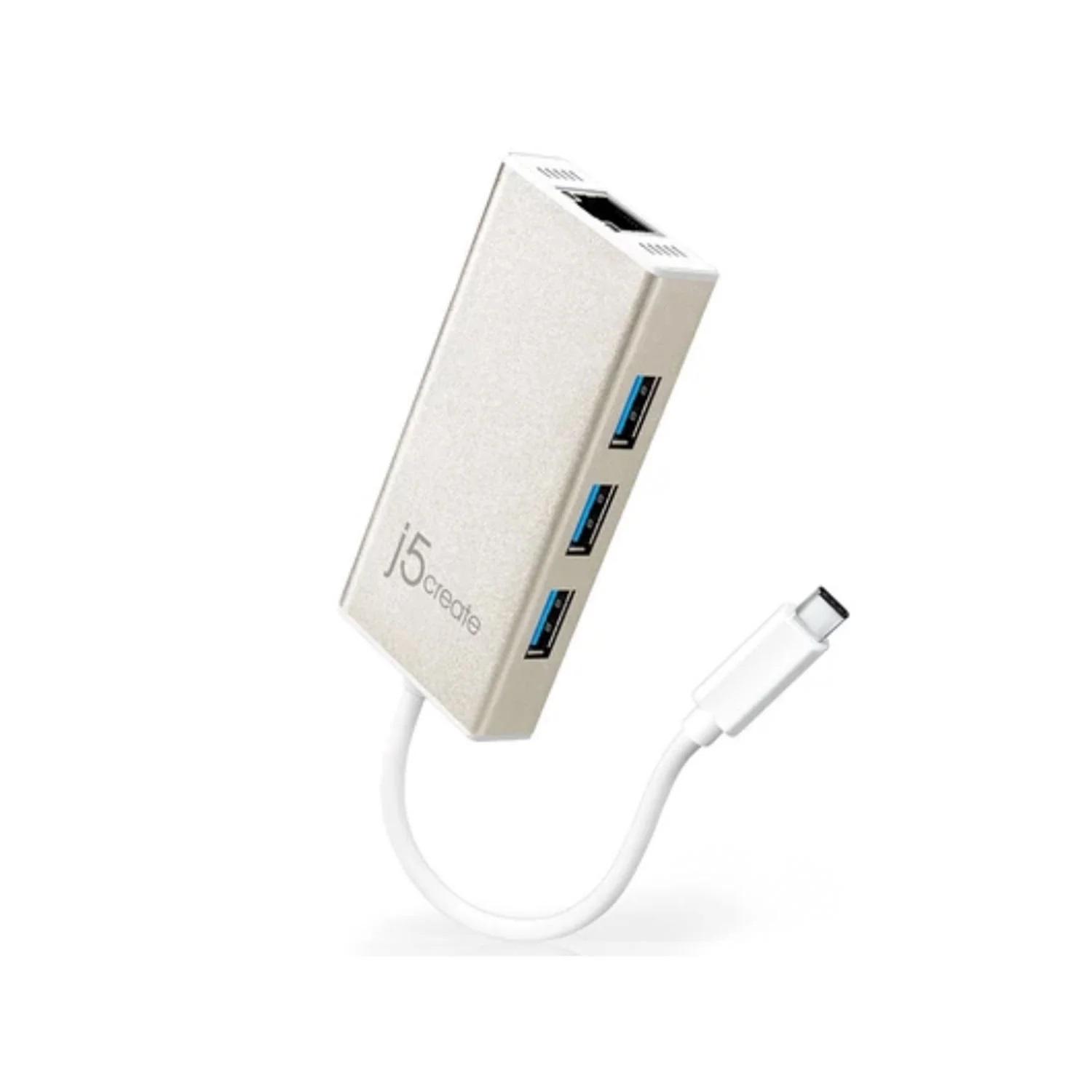 Хъб 3-портов J5create JCH471, USB-C 3.1, USB-A 3.0, Gigabit Ethernet 1