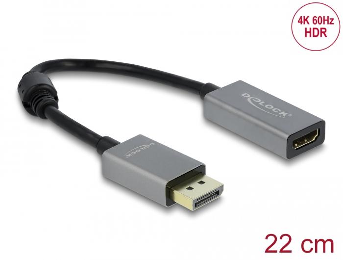 Адаптер Delock, DisplayPort 1.4 мъжко - HDMI женско, 4K 60 Hz (HDR) 1