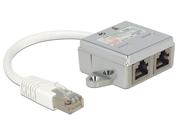 Адаптер DeLock Port Doubler, 1 x RJ45 plug - 2 x RJ45 jack (2 x Ethernet) 1