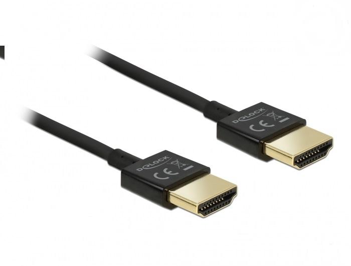 Кабел Delock  HDMI-A мъжко - HDMI-A мъжко,18 Gbit/s, 4K, 1 м, Черен 1