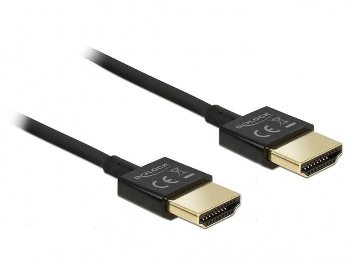 Кабел Delock  HDMI-A мъжко - HDMI-A мъжко,18 Gbit/s, 4K, 2 м, Черен 1