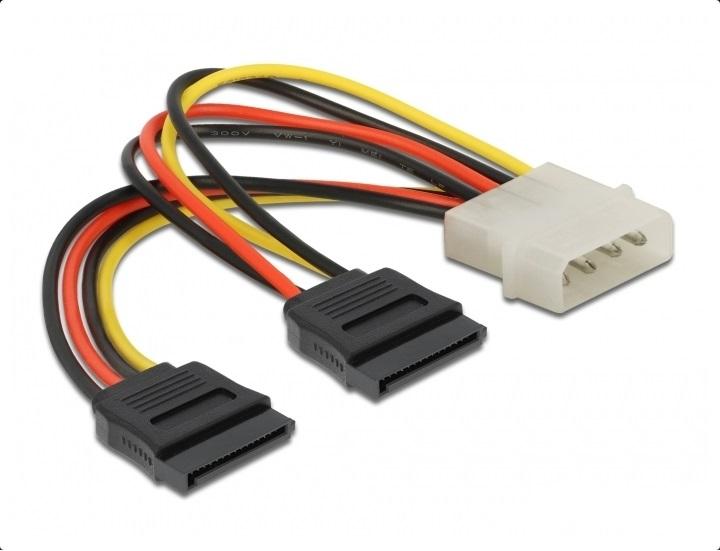 Кабел DeLock Power Molex 4 Pin мъжко към 2 x SATA 15 Pin, 16 cm 1