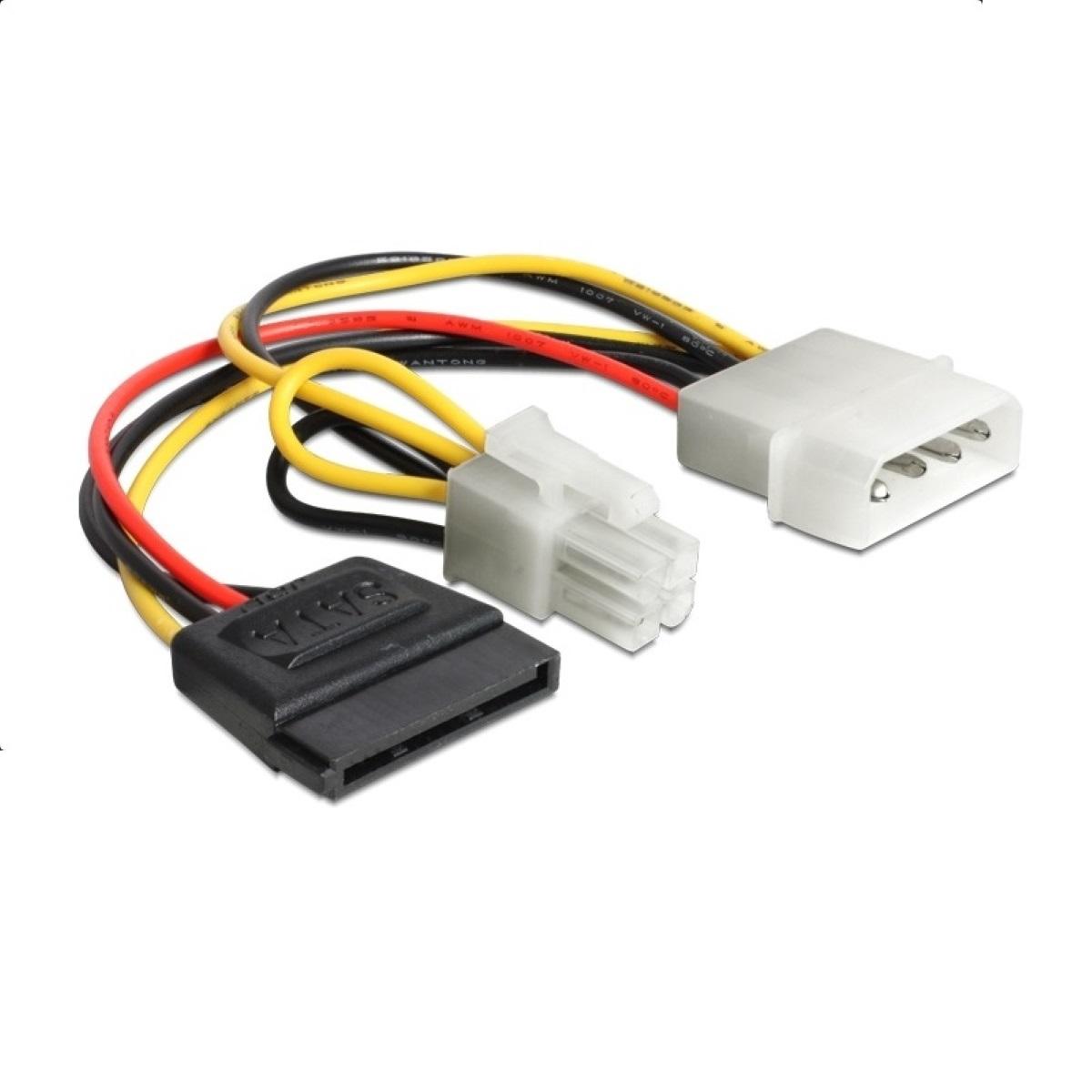 Кабел DeLock Power Molex 4 pin мъжко към SATA 15 pin женско + P4 мъжко, 15 cm 1