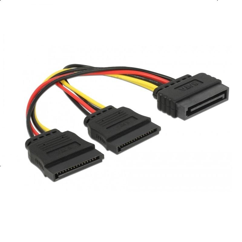 Кабел DeLock Power SATA 15 pin към 2 x SATA HDD, 15 cm 1