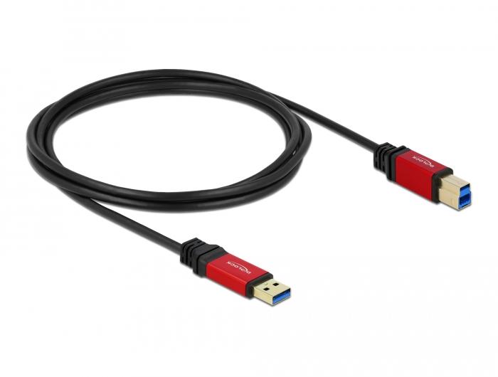 Кабел Delock USB-A мъжко - USB-B мъжко, 2 м, Premium, Екраниран, Черен 1