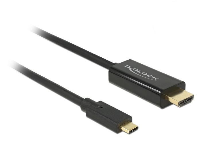 Кабел Delock, USB-C мъжко - HDMI мъжко, 2.0 m, 4K 30 Hz, 2 m, Черен 1