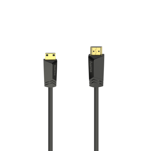 Кабел HAMA, HDMI мъжко - mini HDMI мъжко, 1.5 м, Позл.конектори, Черен 1