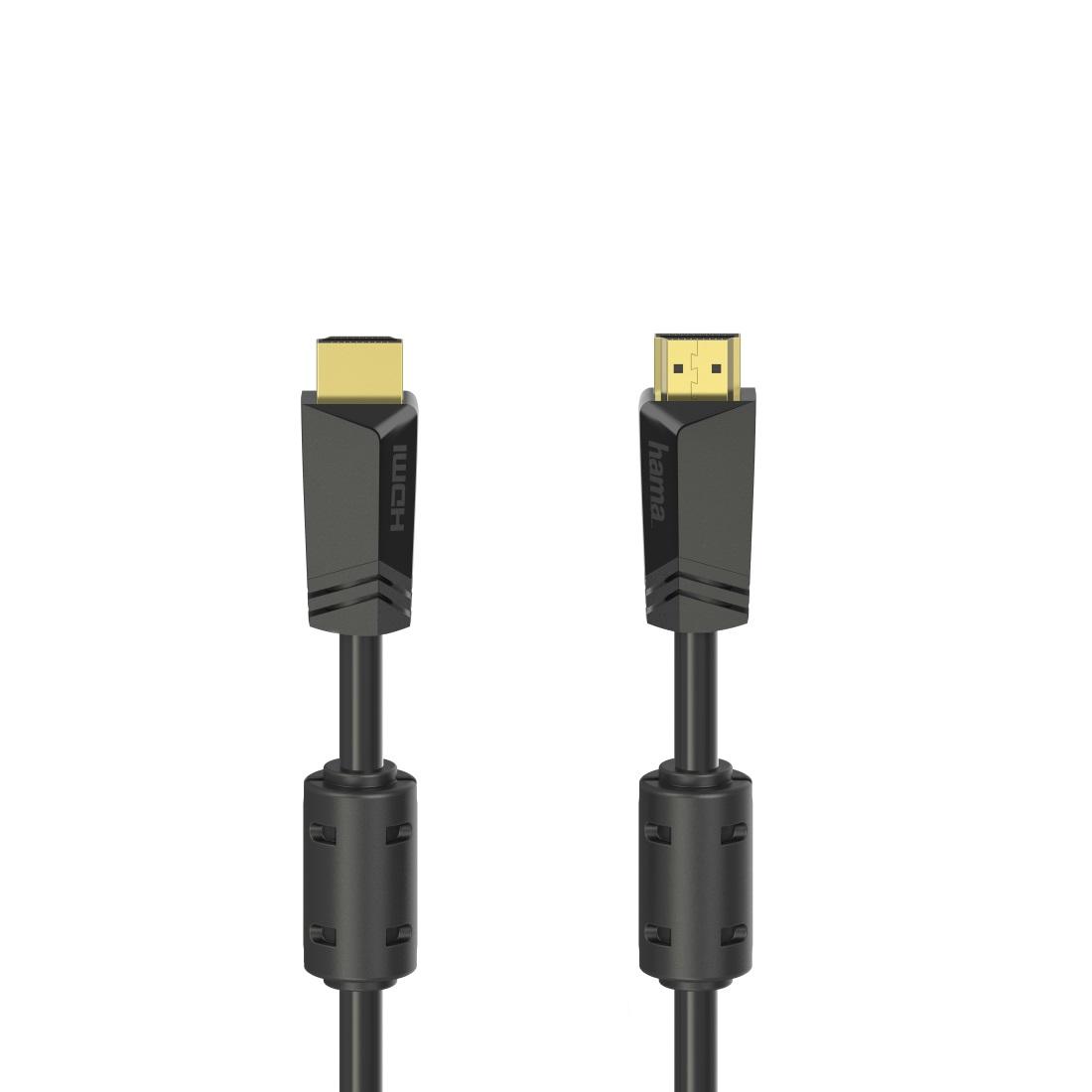 Кабел HAMA High-speed, HDMI мъжко - HDMI мъжко, 4K, 10.2GB/s, Ethernet, 15 м, Позл. конектори, 2 филтъра, Черен 1