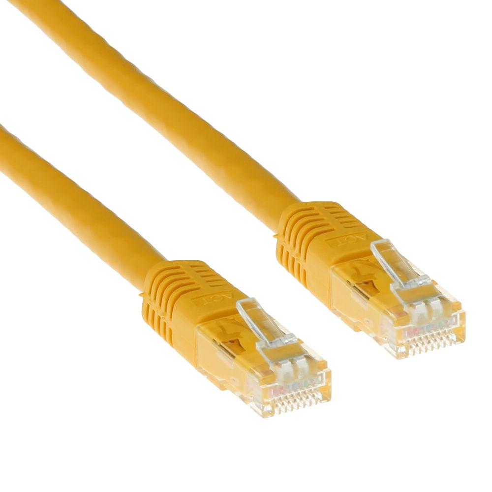 Мрежов пач кабел ACT U/UTP, CAT 6, RJ-45 - RJ-45, 0.5 m, Медни проводници, Жълт, Булк опаковка 1