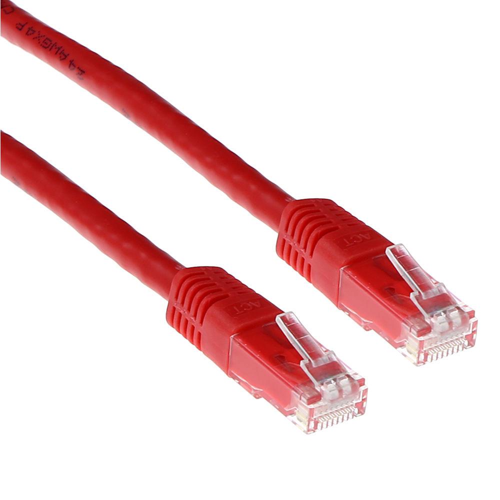 Мрежов пач кабел ACT U/UTP, CAT 6, RJ-45 - RJ-45, 0.5 m, Медни проводници, Червен, Булк опаковка 1