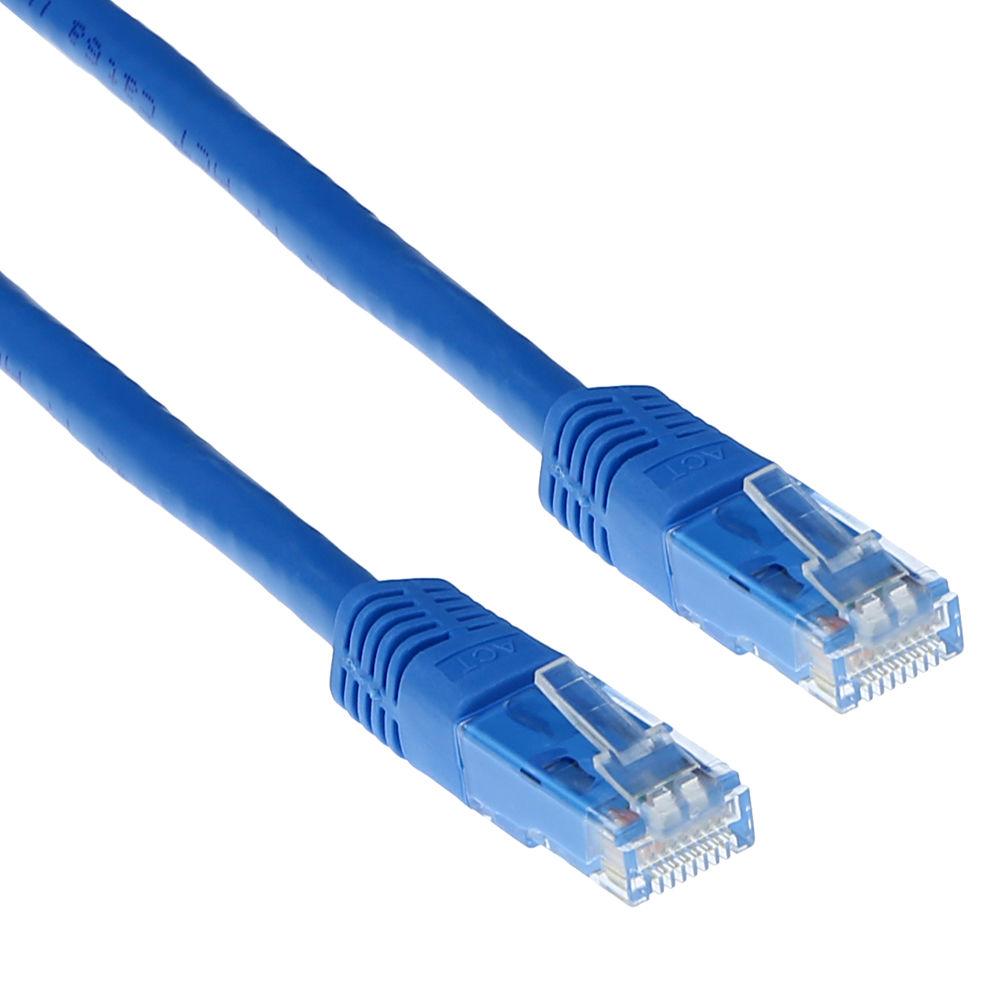 Мрежов пач кабел ACT U/UTP, CAT 6, RJ-45 - RJ-45, 10.0 m, Медни проводници, Син, Булк опаковка 1