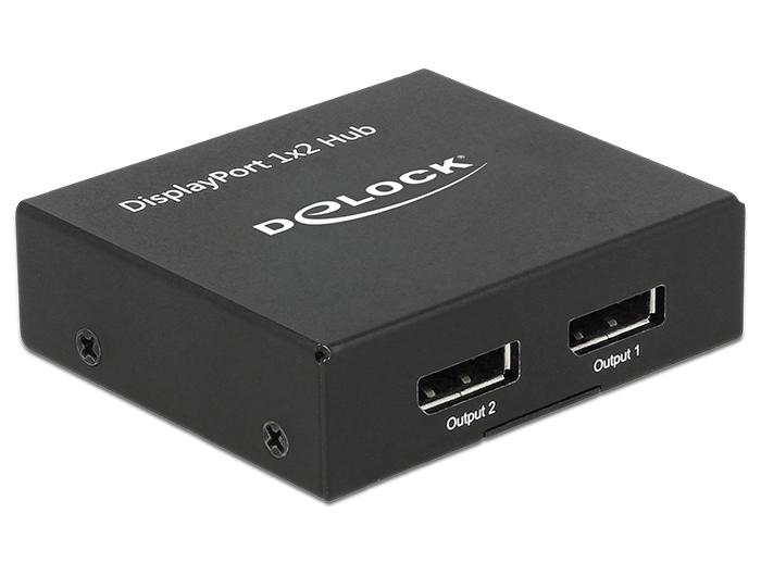 Сплитер DeLock, DisplayPort 1.2 Splitter 1 x DisplayPort in - 2 x DisplayPort out 4K 1