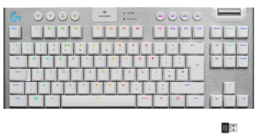 Безжична геймърска механична клавиатура Logitech, G915 TKL White Lightsync RGB, Tactile суичове 1