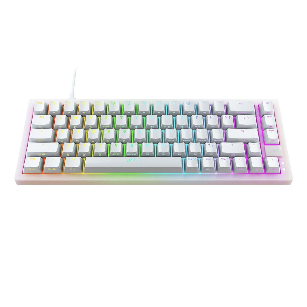 Геймърскa механична клавиатура XTRFY K5 Transperant White, 65% Hotswap RGB US Layout Kailh Red 1