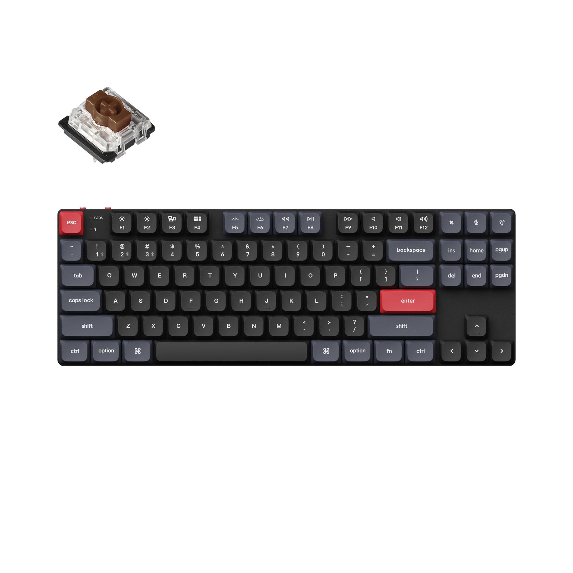 Геймърска Механична клавиатура Keychron K1 Pro QMK/VIA TKL Gateron Low Profile Brown Switch, RGB Backlight, ABS 1