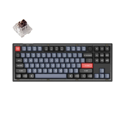 Геймърска Механична клавиатура Keychron V3 TKL Knob QMK Frosted Black Translucent, Keychron K Pro Brown Switch, RGB Backlight 1