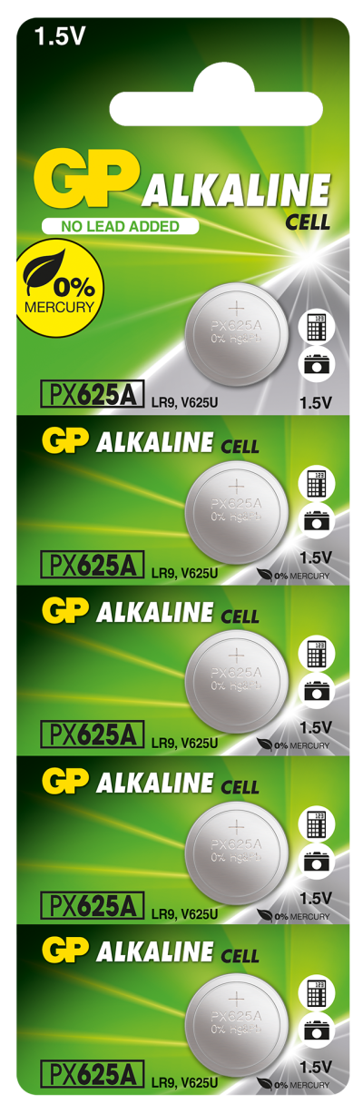 Алкална батерия GP LR9 625A, 1.5V, за глюкомери и дистанционни, 5 бр. в блистер, цена за 1 бр. 1