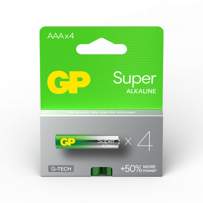 Алкална батерия GP SUPER LR03 AAA, 4 бр. в опаковка / блистер, 1.5V,GP-BA-24A21-SB4 1