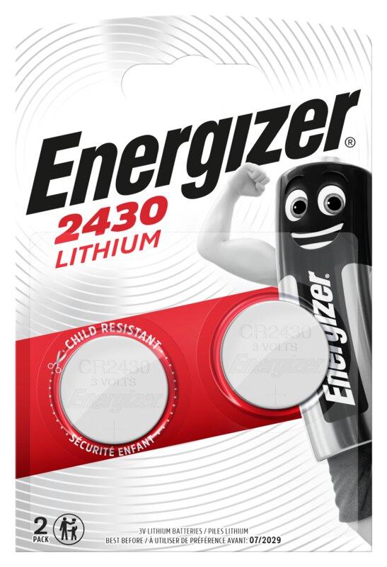 Бутонна батерия литиева ENERGIZER CR2430, 3V,  2 бр. в блистер, цена за 2 батерии 1