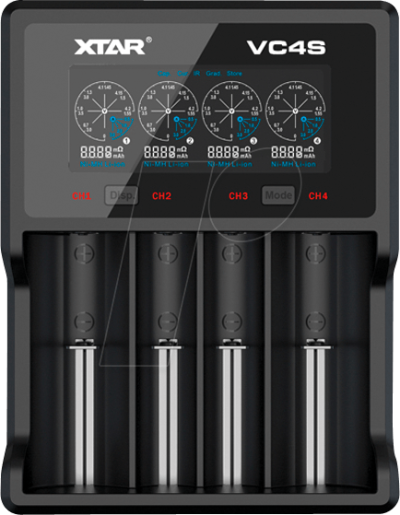 Зарядно у-во XTAR VC4SL, 4 гнезда, LCD дисплей, USB, LiIon & NIMH, 18650, CR123, AA, AAA  1