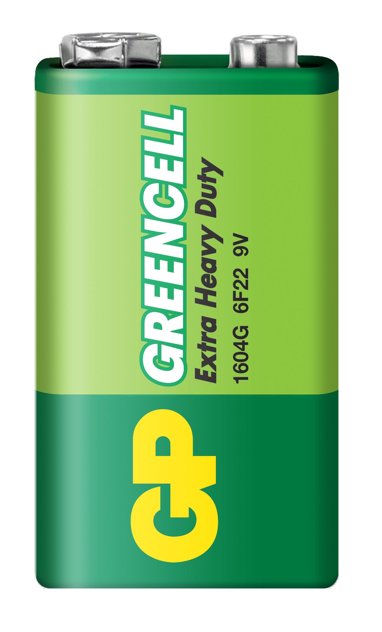 Цинк карбонова батерия GP 6F22 /9V/ Greencell 1604GLF-B 1 бр. shrink 1