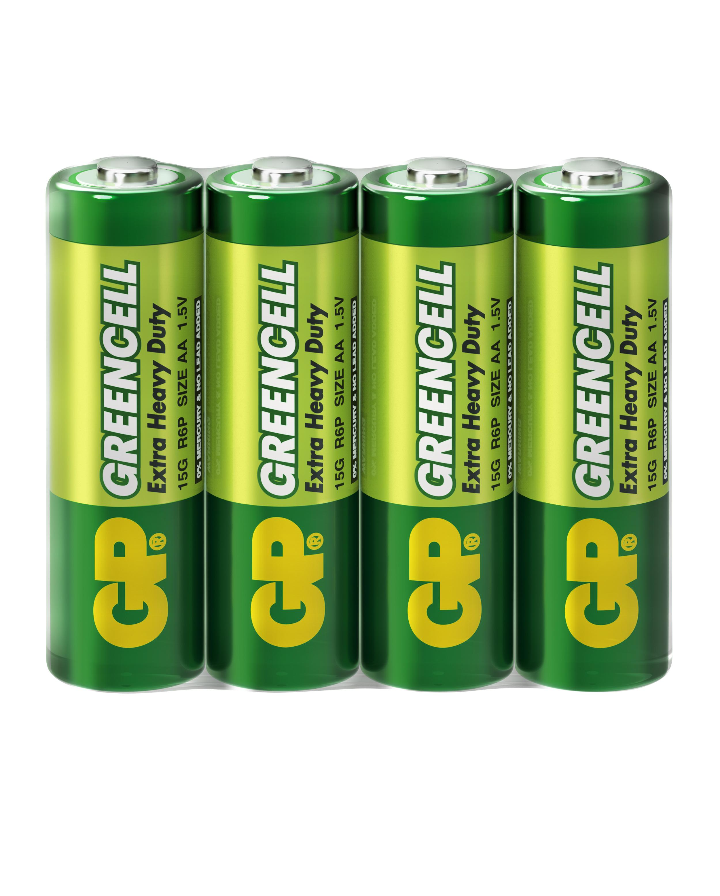 Цинк карбонова батерия GP R6  GREENCELL 15G-S4 /4 бр. в опаковка/ shrink 1.5V 1