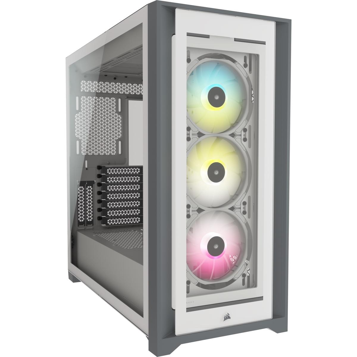 Кутия Corsair iCUE 5000X RGB Mid Tower, Tempered Glass, Бяла 1