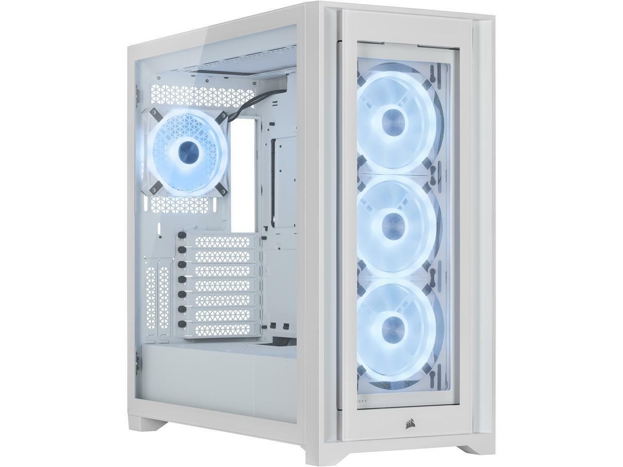 Кутия Corsair iCUE 5000X RGB QL Edition Mid Tower, Tempered Glass, Бяла 1