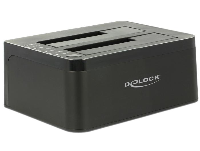 Външна докинг станция Delock 62661, за 2.5"/3.5" HDD/SSD, USB 3.0, Функция за клониране, Черен 1