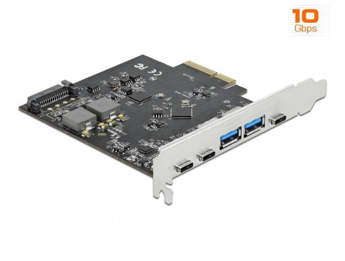 Контролер Delock PCI Express Card x4 -> 3 x USB-C + 2x USB-A 10Gbps 1