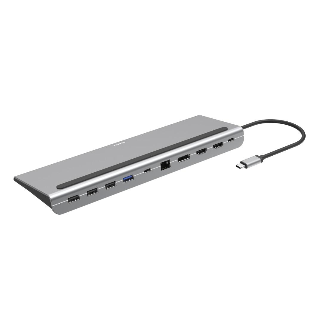 Докинг станция 10 в 1 HAMA Connect2Office Pro, USB-A, USB-C (PD), HDMI, DP, LAN/Ethernet, Сива 1