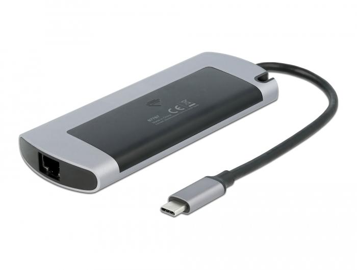 Докинг станция Delock USB-C, M.2 слот за SSD, HDMI, Gigabit LAN, 2xUSB-A, USB-C, Сива 1