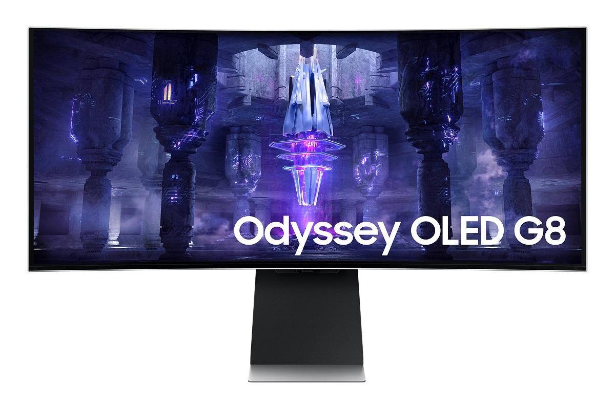 Монитор Samsung Odyssey OLED G8 G85SB 34" CURVED 1800R, 175 Hz, 0.1ms GTG, 3440x1440, 2xUSB-C, Mini DP, Micro HDMI, Speakers, Silver 1