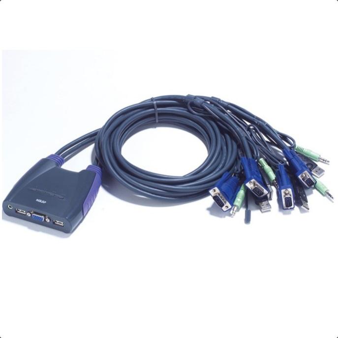 KVM суич ATEN CS64US, от 2x USB A, 1x VGA, 1x 3.5mm jack към 4x USB A, 4x VGA), 4x 3.5mm jack 1