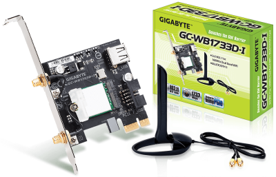 Безжичен PCI Express адаптер Gigabyte GC-WB1733D-I, 2x2 802.11ac 160MHz, Bluetooth 5.0 1