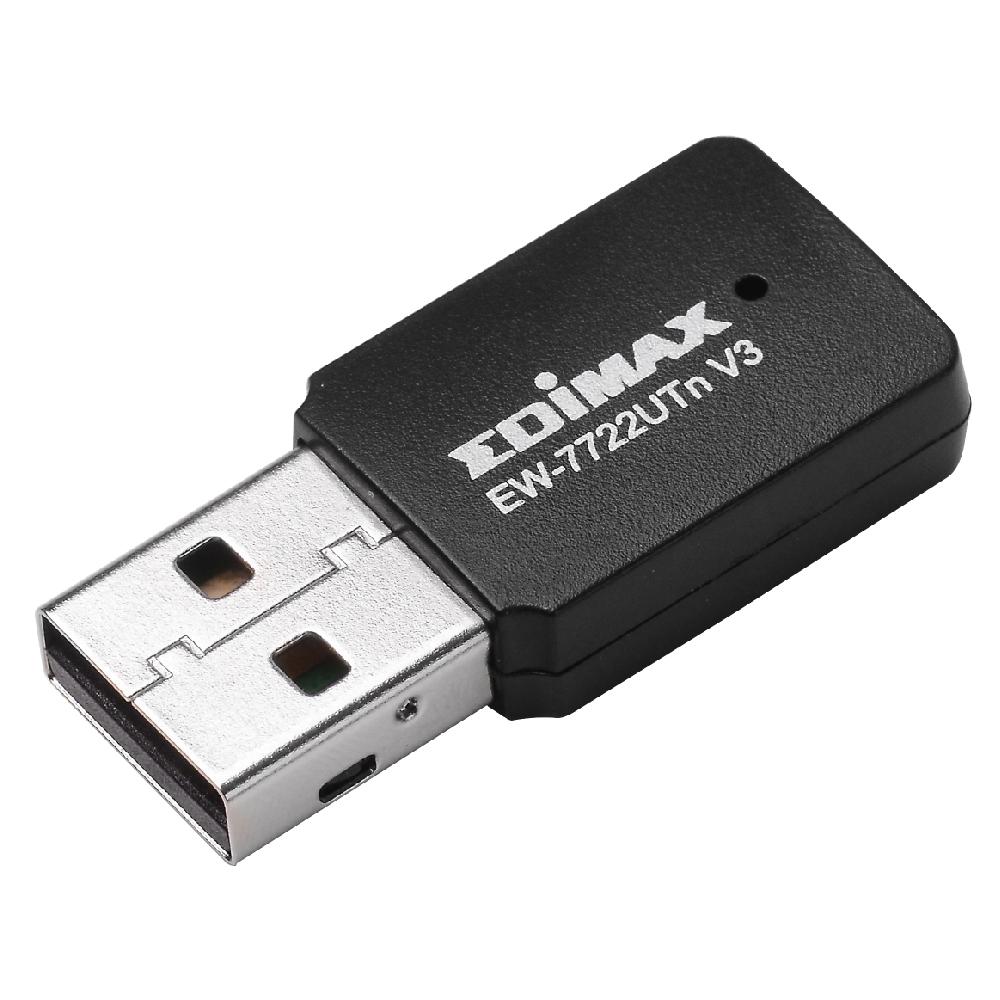 Безжичен мини адаптер EDIMAX EW-7722UTN V3, USB, Realtek, 2.4Ghz, 802.11n/g/b 1