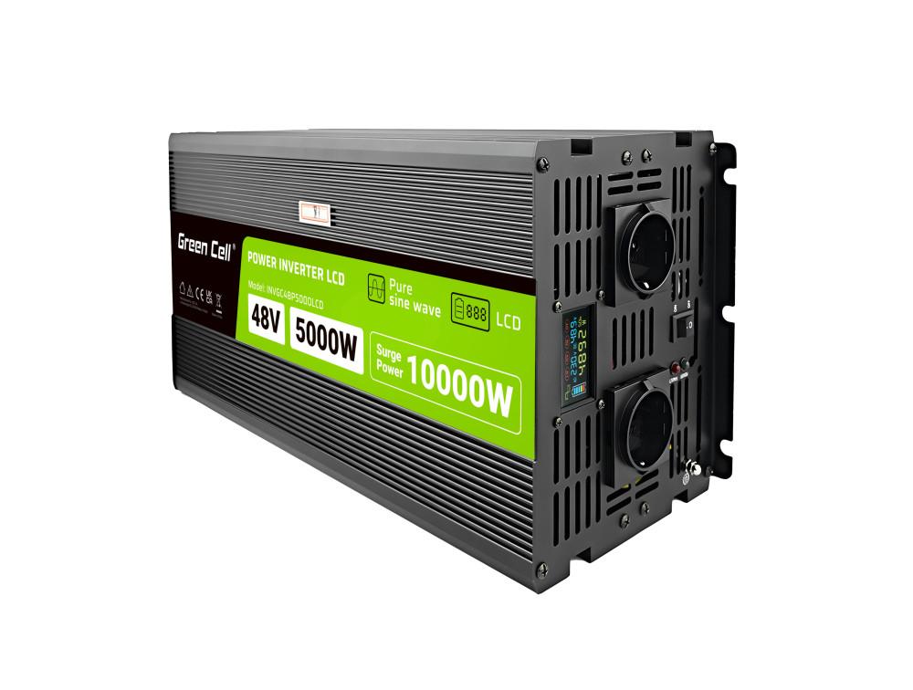 Инвертор GREEN CELL, 48/220V,  DC/AC, 5000W/10000W,INVGCP5000LCD  LCD чиста синусоида 1