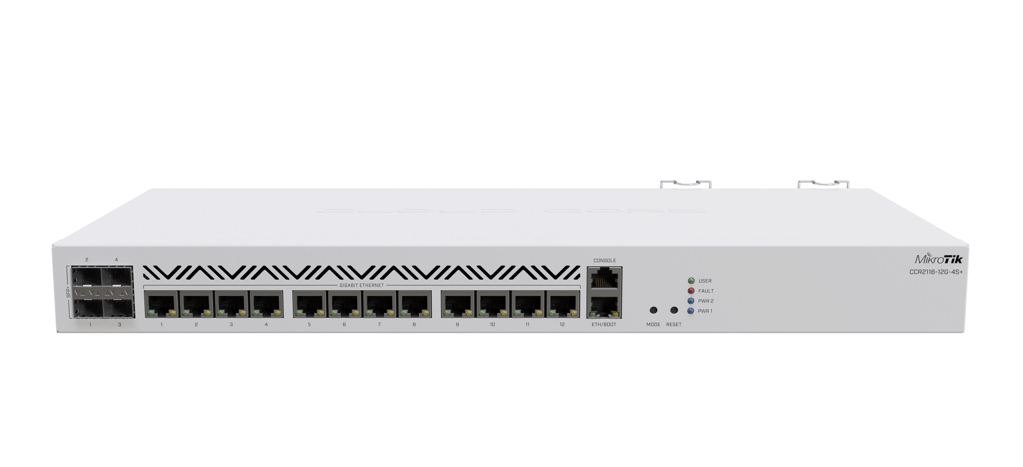 Cloud Router Mikrotik CCR2116-12G-4S+, 13xGigabit LAN, 4xSFP cages, M.2 PCIe слот 1