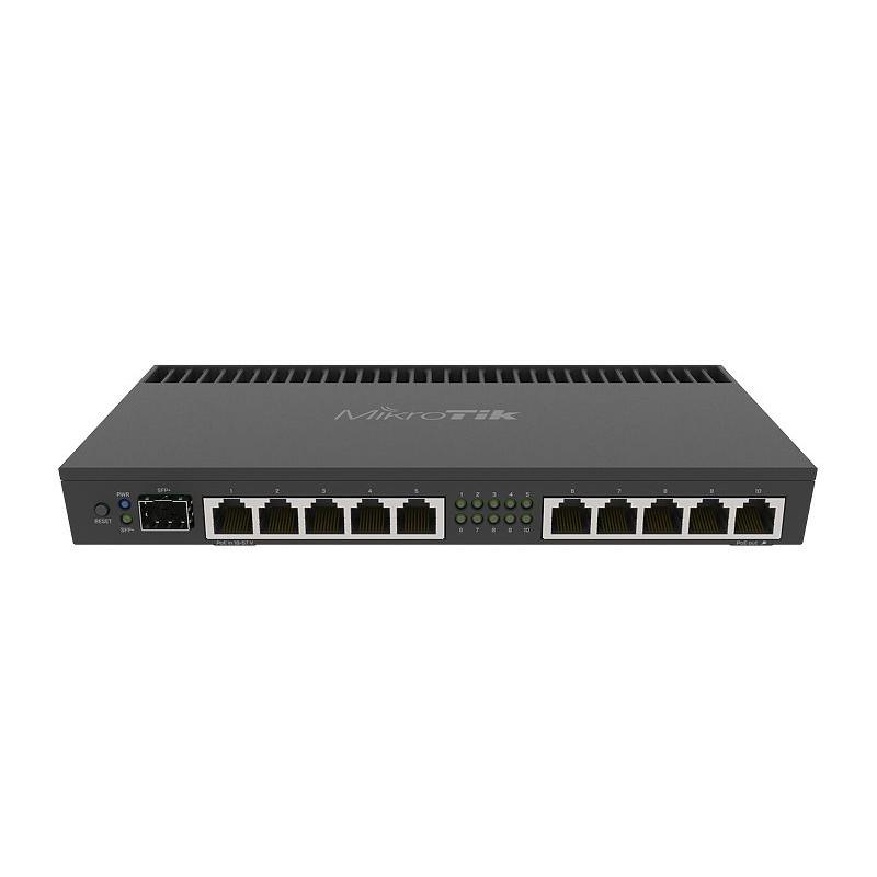 Рутер MikroTik RB4011iGS+RM, CPU 1.4GHz, 1GB, 10xGbit LAN, 1xSFP, PoE in/out 1U 1