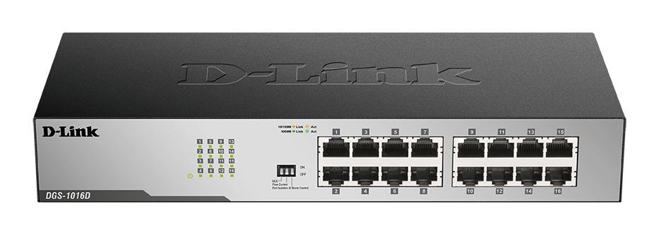 Суич D-Link DGS-1016D/E, 16 портов 10/100/1000, Desktop, rack mount 1