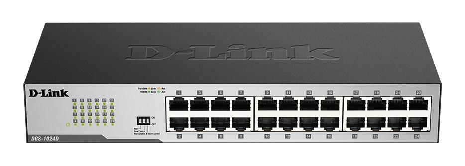 Суич D-Link DGS-1024D/E, 24 портов 10/100/1000, Desktop, rack mount 1