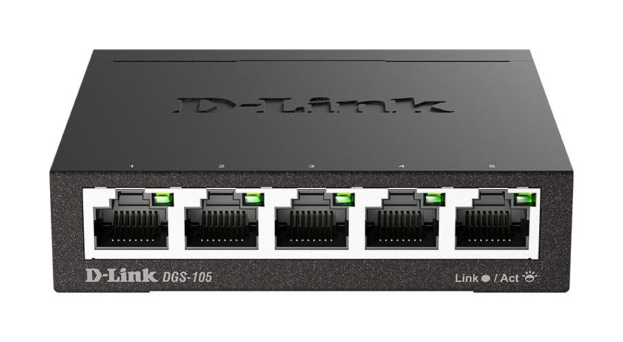 Суич D-Link DGS-105/E, 5 портов, 10/100/1000, Gigabi, метален корпус 1