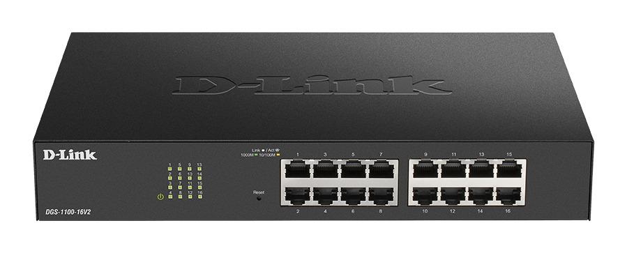 Суич D-Link DGS-1100-16V2, 16 портов 10/100/1000 Gigabit Smart Switch, управляем 1