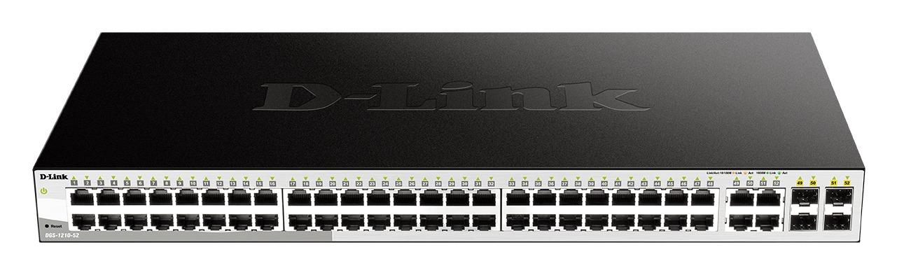 Суич D-Link DGS-1210-52, 48 портов 10/100/1000 Base-T port with 4 x 1000Base-T /SFP ports, управляем, за монтаж в шкаф 1