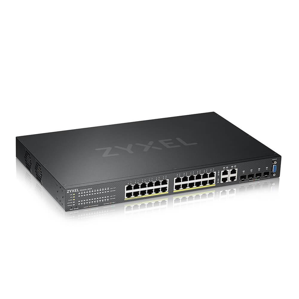 Суич ZyXEL GS-2220-28HP, 24 портов Layer2+, 24x Gigabit PoE + 4x Gigabit combo (RJ45/SFP), Управляем 1