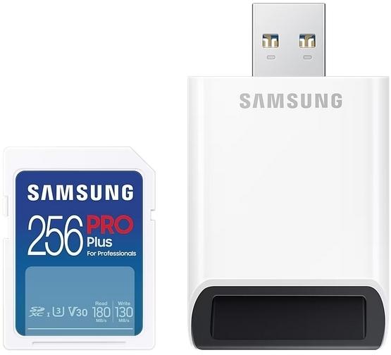 Карта памет Samsung PRO Plus, SD Card, 256GB, USB Четец, Бяла 1