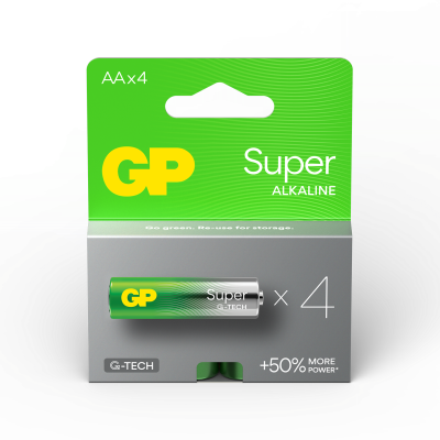 Алкална батерия GP SUPER LR6 AA, 4 бр. в опаковка, 1.5V, GP15A 1