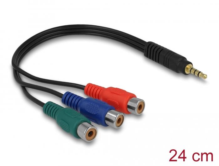 Кабел Delock, 3 x RCA женско > 3.5 mm 4 pin стерео жак 1