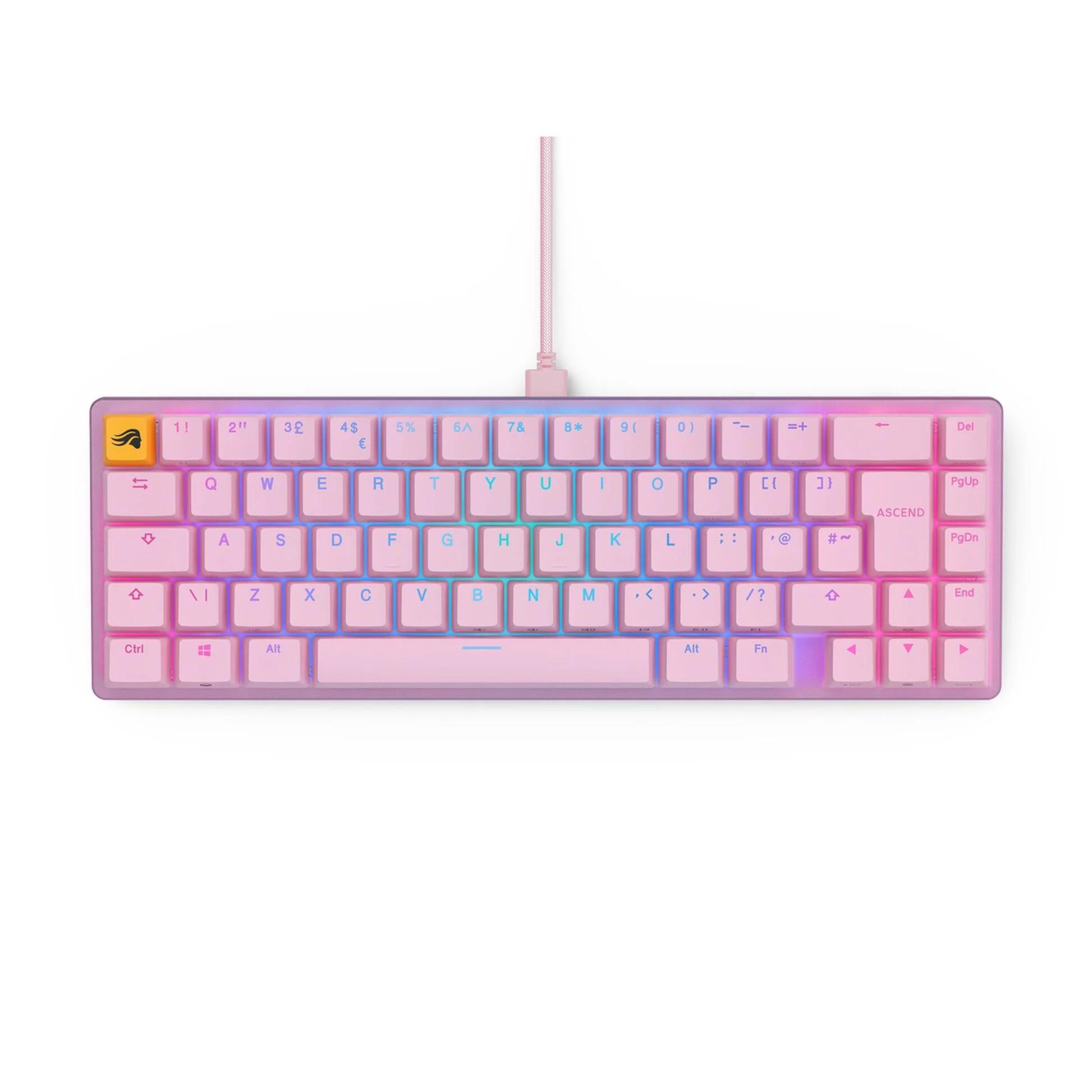 Геймърска механична клавиатура Glorious GMMK 2 Pink Compact- Fox Switches UK-Layout 1