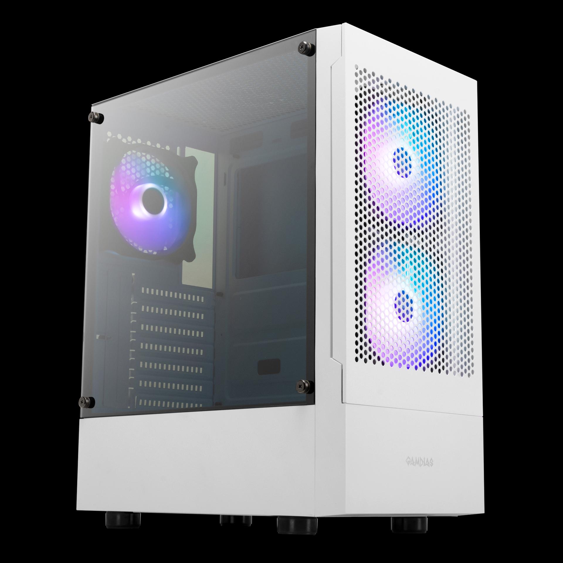 Gamdias кутия ATX - TALOS E3 MESH White - aRGB, Tempered Glass 1